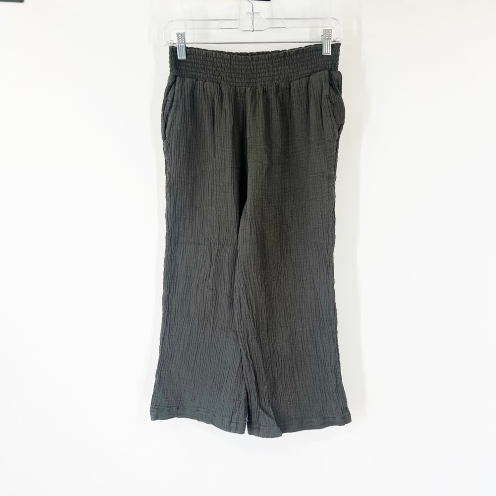 Faherty High Rise Cropped Wide Leg Pull-On Pants